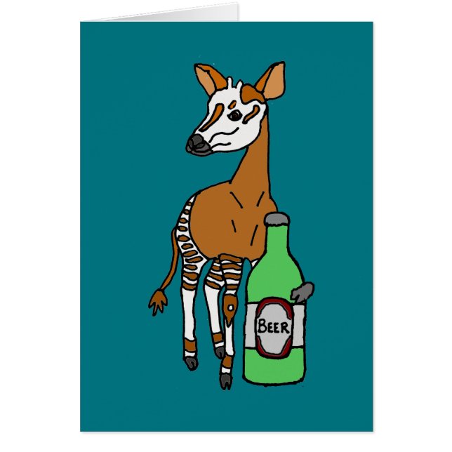 Cartão Arte engraçada da cerveja do bebendo do Okapi (Frente)