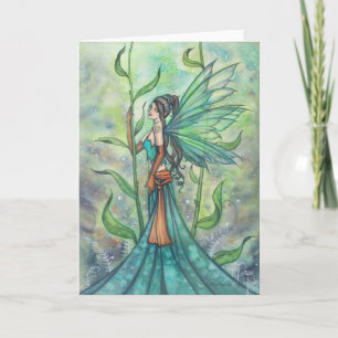 Cartão Arte Fada Verde Azul de Molly Harrison