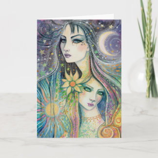 Cartão Arte Fantasia Noite e Dia Arte Abstrata Celestial