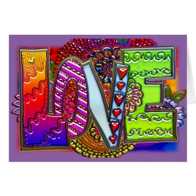 Cartão Arte floral abstrata do amor (Frente Horizontal)