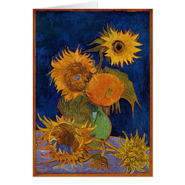 Cartão Arte floral GalleryHD dos girassóis de Van Gogh (Frente)