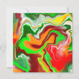 Cartão Arte Fluida Vermelha, Verde, Borgonha Colorida