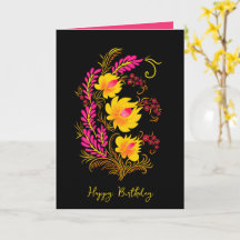 Arte Folclórica Floral Ucraniana de Aniversário