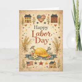 Cartão Arte Folclórica Patriótica Feliz Dia do Trabalhado