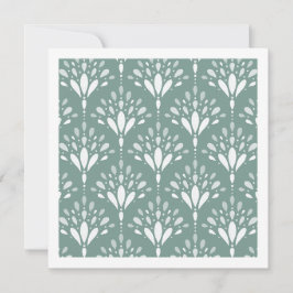 Cartão Arte Geométrico Art Deco Floral Névoa Verde Azul C