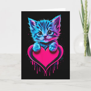 Cartão Arte Glitch Luz Negra Divertida Gato Gatito Cute V