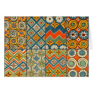 Cartão Arte gráfica egípcia colorida geométrica