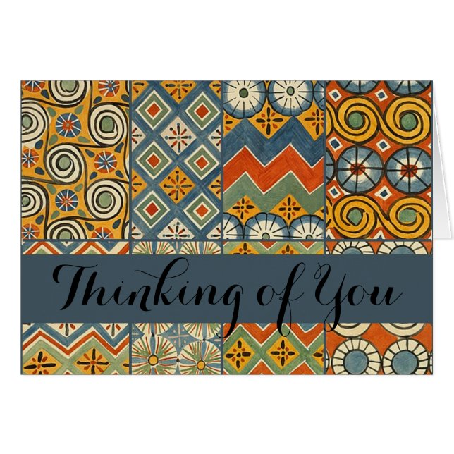 Cartão Arte gráfica egípcia colorida geométrica (Frente Horizontal)