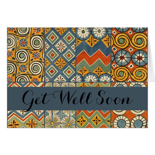 Cartão Arte gráfica egípcia colorida geométrica (Frente Horizontal)