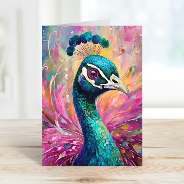 Cartão Arte Impressionista Moderna Impressionista Peacock (Criador carregado)