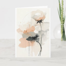 Cartão Arte Impresso Floral de Papoula Abstrata | Minimal