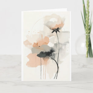 Cartão Arte Impresso Floral de Papoula Abstrata Minimal