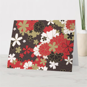 Cartão Arte Japonês Sakura Padrão Floral Elegante