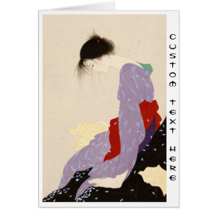 Cartão Arte japonesa da mulher da carta de amor de
