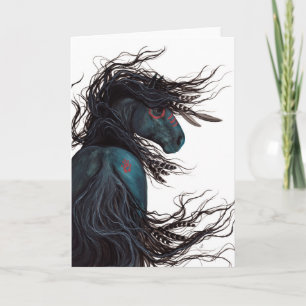Cartão Arte Majestosa do Cavalo Frísio por BiHrLe