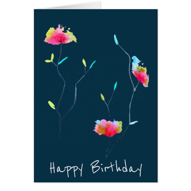 Cartão Arte moderna e simples, de flor rosa, inspirada no (Frente)