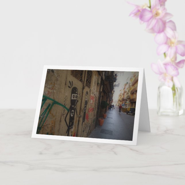 Cartão Arte na rua Valenciana, Espanha (Orquídea)