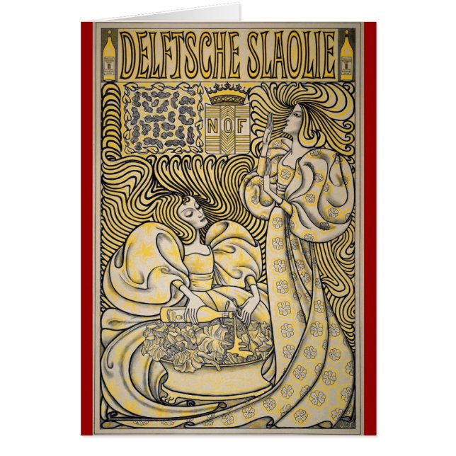 Cartão Arte Nouveau Delftsche Slaolie Delft (Frente)