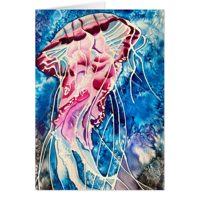 Cartão Arte oceânica de água-vivas (Frente)