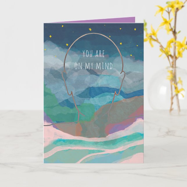 Cartão Arte Original Você está na minha mente (Flor Amarela)