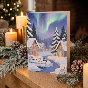 Cartão Arte Pintada com Linha Vale de Inverno Natal Cláss