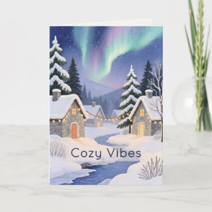 Cartão Arte Pintada com Linha Vale de Inverno Natal Moder