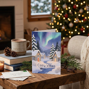 Cartão Arte Pintada com Linha Vale de Inverno Natal Moder