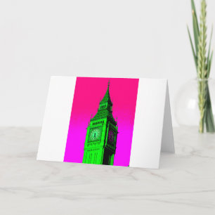 Cartão Arte Pop Big Ben Londres Viagem Rosa Verde