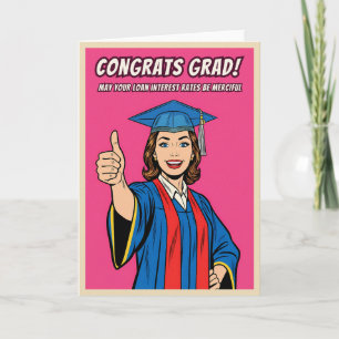 Cartão Arte Pop de Graduação Universitária Vintage Engraç
