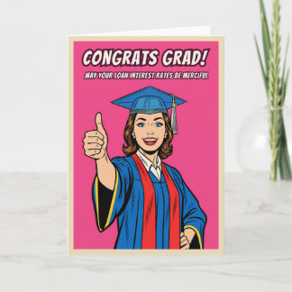 Cartão Arte Pop de Graduação Universitária Vintage Engraç