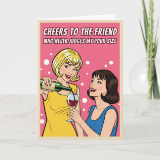 Cartão Arte Pop de Vinho Vintage Engraçado Melhores Amigo