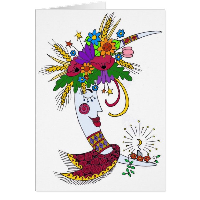 Cartão Arte popular do Mama Ucraniano da lua (Frente)