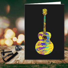 Cartão Arte Psicodélica Violão Instrumento Musical