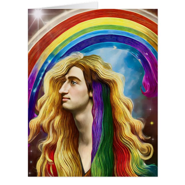 Cartão Arte Rainbow Deity Man Of All love Fantasy (Frente)