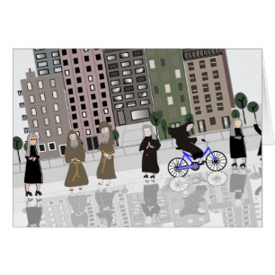 Cartão Arte retro católica das freiras e das monges