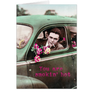 Cartão Arte retro quente de Digitas do vintage de Smokin