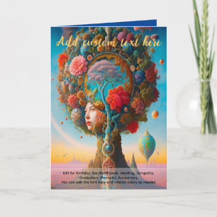 Cartão Arte Sagrada Árvore Mística da Vida Sonhador Espir