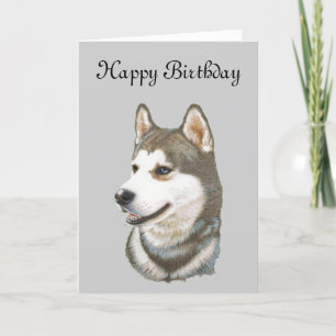 Cartão Arte Siberian Husky Dog