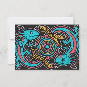 Cartão Arte Tribal da Batalha do Deus Asteca Xolotl com o
