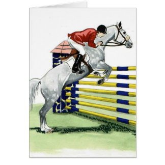 Cartão ARTE vertical azul e amarela do Showjumping do