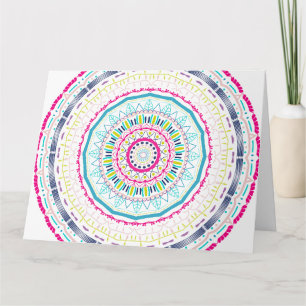 Cartão Arte Vibrante e Colorida de Mandala