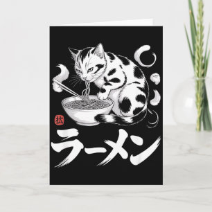 Cartão Arte Vintage Japão Ramen Gato Comida Japonesa Retr