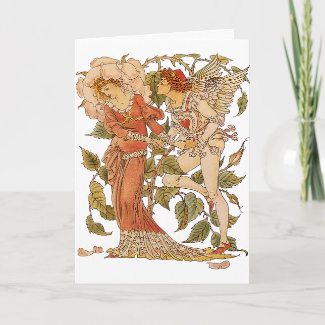 Cartão Arte Vitoriana Antiga, Rosa por Walter Crane (Frente)