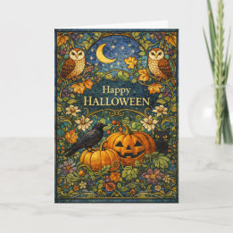 Cartão Artes e Ofícios de Jardim Vintage no Halloween