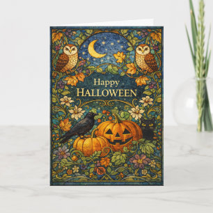 Cartão Artes e Ofícios de Jardim Vintage no Halloween