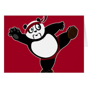 Cartão Artes marciais Panda 2 - Vermelho