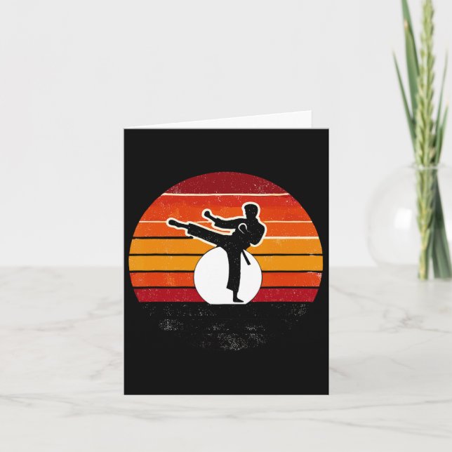Cartão Artes Marciais Retro Silhuette Kick - Karate (Frente)
