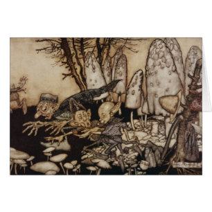 Cartão Arthur Rackham Peter Pan em jardins de