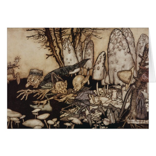 Cartão Arthur Rackham | Peter Pan no Jardim Kensington (Frente Horizontal)