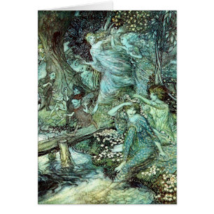 Cartão Arthur Rackham's Faeries, azul